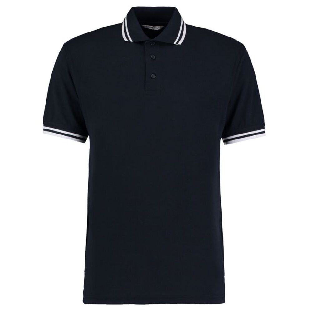 Kustom Kit Mens Tipped Cotton Pique Polo Shirt / Navy/White